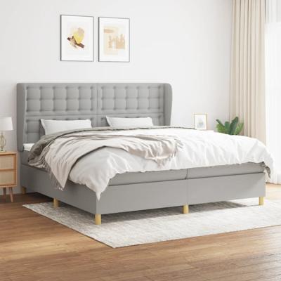 Boxspring met matras stof lichtgrijs 200x200 cm