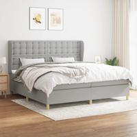 Boxspring met matras stof lichtgrijs 200x200 cm
