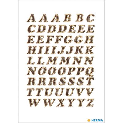 Herma Stickervelletjes Letter - 61x stuks - plak letters - alfabet A tot Z - goud/folie - 8 mm