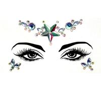 3 PC'S voorhoofd groene Masquerade make-up acryl gezicht sticker stijl: YT-46