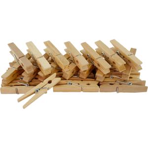 Mini knijpertjes - 200x stuks - naturel -4.5 cm - hout - miniknijpers - hobby