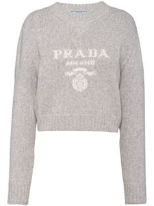 Prada pull en cachemire à logo intarsia - Gris