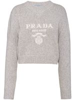 Prada pull en cachemire à logo intarsia - Gris - thumbnail