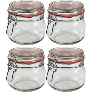 Weckpot/inmaakpot - 4x - glas - 500 ml - met beugelsluiting - transparant