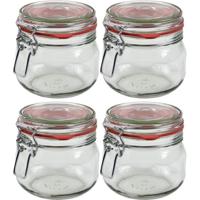 Weckpot/inmaakpot - 4x - glas - 500 ml - met beugelsluiting - transparant