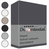 Droomtextiel Flanel Velvet Velours Hoeslaken Antraciet Lits-Jumeaux 180x200 cm - Hoogwaardige Kwaliteit - Super Zacht - thumbnail