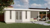 Woodpro Domburg Tuinhuis 850x300 cm 28 mm vuren blank- Plat dak- Onbehandeld vurenhout- Woodpro