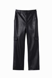 Leatherlook cargobroek - BLACK - S