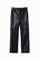 Leatherlook cargobroek - BLACK - S