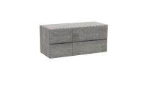 Storke Edge zwevend badmeubel 120 x 52 cm beton donkergrijs met Tavola enkel of dubbel wastafelblad in mat wit/zwart terrazzo