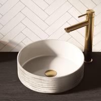 BRAUER Circle waskom - 36x36cm - rond - keramiek - hoogglans wit en zilver WK-CC36ROHWZI