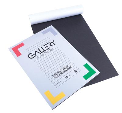 Gallery tekenpapier, 120 g, ft 21 x 29,7 cm, A4, zwart, blok van 20 vel