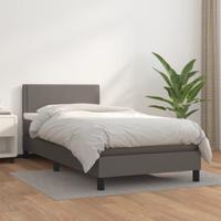 Boxspring met matras kunstleer grijs 90x200 cm