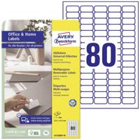 Avery-Zweckform L4732REV-10 Universele etiketten 35.6 x 16.9 mm Papier Wit 800 stuk(s) Weer verwijderbaar Inkjet, Laser (zwart/wit), Laser (kleur), Kopiëren