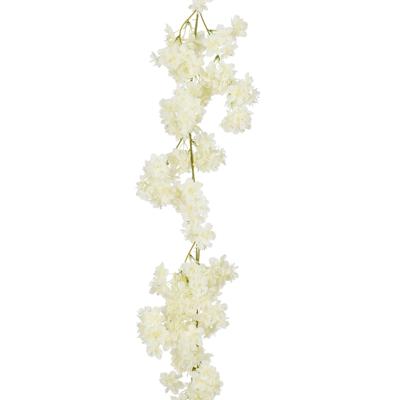 Kunstbloemen Bloesem Slinger - 180 x 20 cm - wit - kunststof - bloemetjes