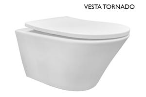 Vesta rimless wandcloset Tornado flush glans wit met Shade Slim toiletzitting softclose glans wit