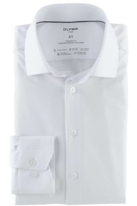 OLYMP Luxor 24/Seven Dynamic Flex Modern Fit Jersey shirt wit, Effen