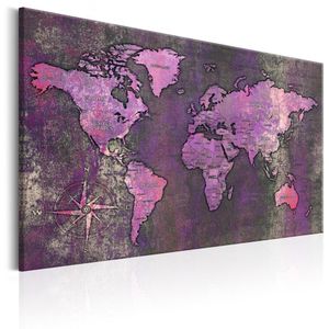 Schilderij - Wereldkaart , Violette Wereld