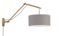GOOD&MOJO Wandlamp 'Andes' Large, Bamboe en Eco linnen, kleur Lichtgrijs/Naturel