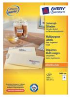 Avery Zweckform 3484, Universele etiketten, Ultragrip, wit, 200 vel, 16 per vel, 105 x 37 mm