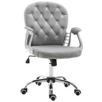 HOMCOM ergonomische bureaustoel directiestoel gestoffeerde rugleuning grijs 59,5 x 60,5 95-105 cm - thumbnail
