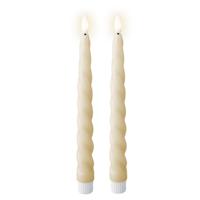 Lumineo LED dinerkaarsen - 2x st - creme wit -H24,5 cm - met timer functie