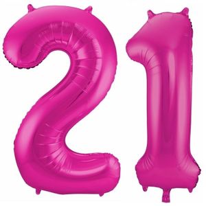 21 jaar leeftijd helium/folie ballonnen roze feestversiering   -