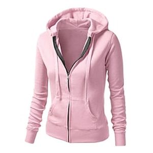 dames vrijetijdsjack met capuchon jas warm zak rits capuchon casual effen kleur normale pasvorm bovenkleding lange mouw herfst lente zwart blauw roze dagelijks uitgaan m l xl Lightinthebox