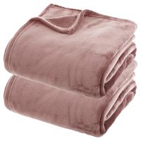 Fleece dekens/fleeceplaids - 2x - oud roze - 180 x 230 cm - polyester - bankdeken