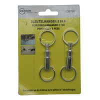2x Sleutelhangers / key snaps metaal zilver met sleutelringen      -