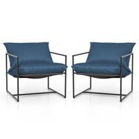 Set van 2 Slingerstoel Moderne Vrijetijdsstoel voor Binnen en Buiten Zitkussens Weerbestendige Zitstof Stevig Metalen Frame Marineblauw