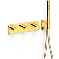 Douchekraan Tres B-System | Inbouw | Thermostaatkraan | Excl.Inbouwdeel | 3-weg | Rechthoek | 24k Goud glans