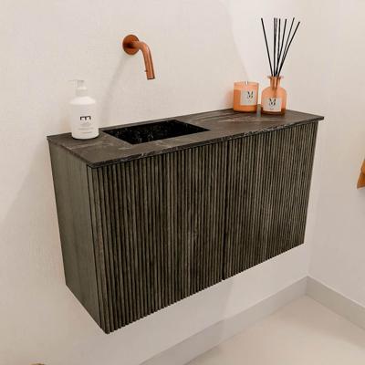 Toiletmeubel Mondiaz Joya Dlux | 70 cm | Meubelkleur Shadow | Faye wastafel Lava Wasbak Links | Zonder kraangat(en)
