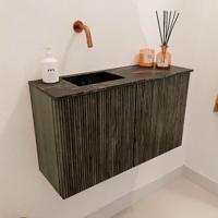 Toiletmeubel Mondiaz Joya Dlux | 70 cm | Meubelkleur Shadow | Faye wastafel Lava Wasbak Links | Zonder kraangat(en)