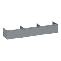 Brauer Embrace Wavy - Onderkast - 220 cm - met 3 Softclose Lades Greeploos en 0 cm - Sifon Uitsparingen - Mat Grijs