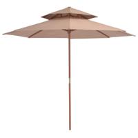 Parasol dubbeldekker met houten paal 270 cm taupe