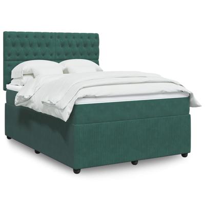 Boxspring met matras fluweel donkergroen 140x190 cm