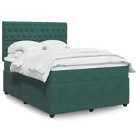 Boxspring met matras fluweel donkergroen 140x190 cm