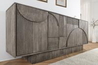 Design Dressoir ART DECO 170cm grijs gerookt mangohout massief 3D front - 45480