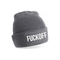 Wintersport muts - fuck off - grijs - one size - unisex - Apres ski beanie