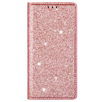 iPhone 15 Pro Max hoesje - Bookcase - Pasjeshouder - Portemonnee - Glitter - TPU - Rose Goud