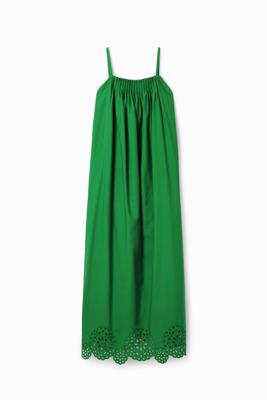 Poplin midi-jurk plooien - GREEN - XL