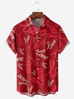 Valentine's Day Love Chest Pocket Short Sleeve Hawaiian Shirt