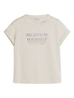 Brunello Cucinelli Kids t-shirt en coton à slogan imprimé - Blanc