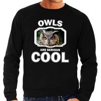 Sweater owls are serious cool zwart heren - uilen/ uil trui 2XL  - - thumbnail