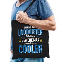 Loodgieter katoenen tas zwart voor heren - gewone man maar dan cooler   - - thumbnail