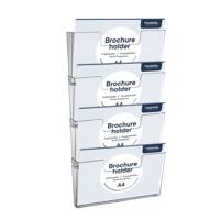 Folderhouder Europel 4x A4 wand liggend koppelbaar transparant