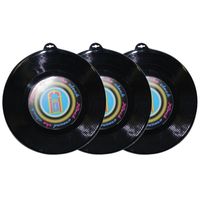 3x Plastic LP muziek gramofoon plaat 48 cm   -