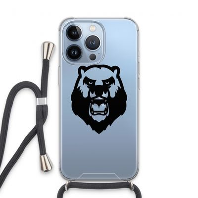 Angry Bear (black): iPhone 13 Pro Transparant Hoesje met koord