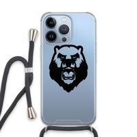 Angry Bear (black): iPhone 13 Pro Transparant Hoesje met koord